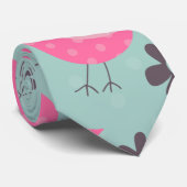 Polka Dot Birds and Flowers Stropdas (Opgerold)