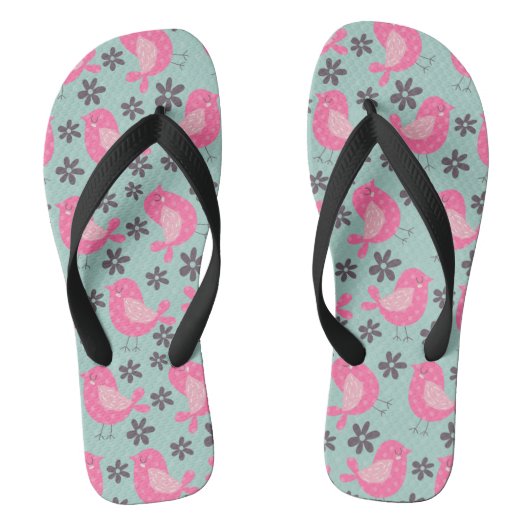 Polka Dot Birds and Flowers Teenslippers (Voetbed)