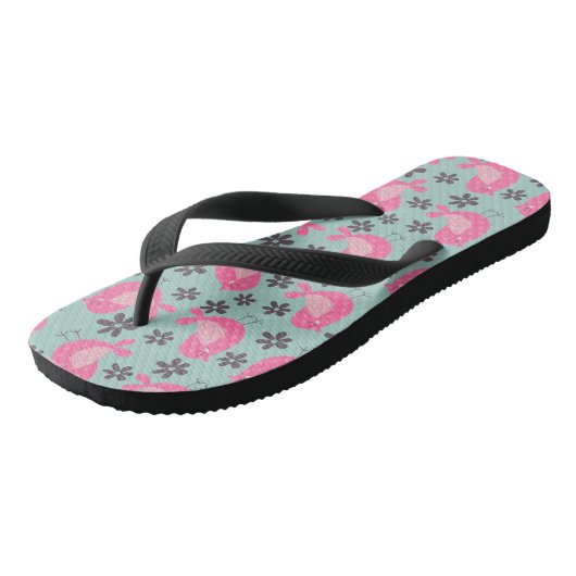 Polka Dot Birds and Flowers Teenslippers (Schuin)