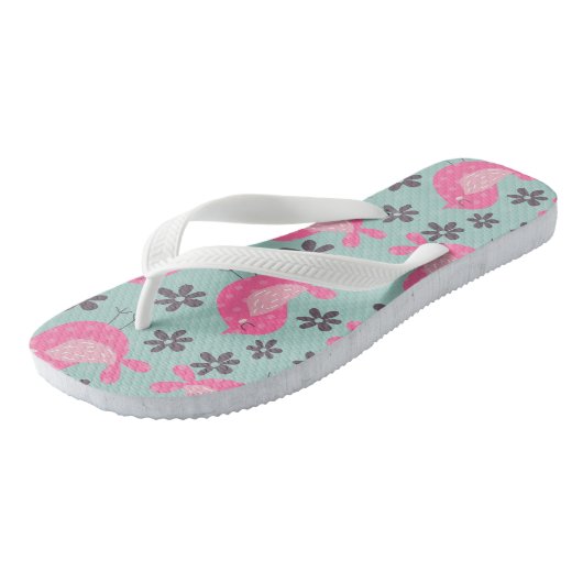 Polka Dot Birds and Flowers Teenslippers (Schuin)