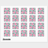 Polka Dot Birds and Flowers Vierkante Sticker (Vel)
