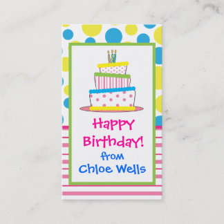 Polka Dot Birthday Cake Gift Calling Calling Cards Contactkaartje