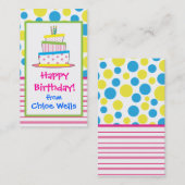 Polka Dot Birthday Cake Gift Calling Calling Cards Contactkaartje (Voorkant / Achterkant)