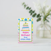 Polka Dot Birthday Cake Gift Calling Calling Cards Contactkaartje (Staand voorkant)