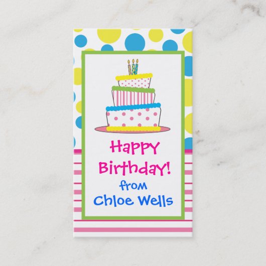 Polka Dot Birthday Cake Gift Calling Calling Cards Contactkaartje (Voorkant)