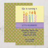 Polka Dot Birthday Invitation Kaart (Voorkant / Achterkant)