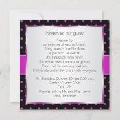 Polka dot black and hot roze Sweet 16 Uitnodiging (Achterkant)