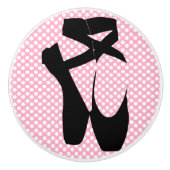 Polka Dot Black Ballet Slippers Meubelknop Keramische Knop (Voorkant)