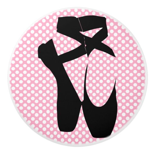Polka Dot Black Ballet Slippers Meubelknop Keramische Knop (Voorkant)
