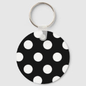 Polka Dot Black en White Sleutelhanger (Voorkant)