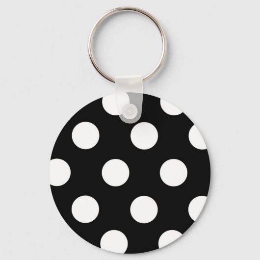 Polka Dot Black en White Sleutelhanger (Voorkant)