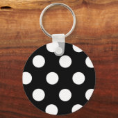 Polka Dot Black en White Sleutelhanger (Voorkant)