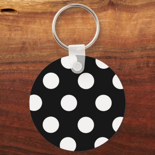 Polka Dot Black en White Sleutelhanger (Voorkant)