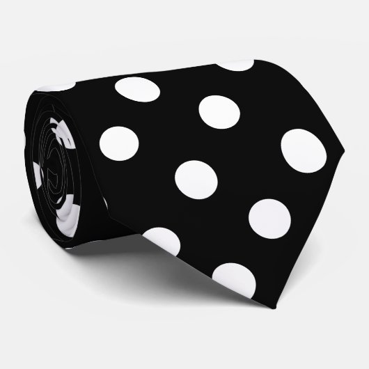 Polka Dot Black en White stropdas (Opgerold)