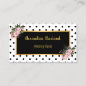 POLKA DOT BLACK GOLD PINK FLORAL VISITEKAARTJE (Voorkant)