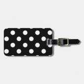 Polka Dot black met witte stippen zak label Bagagelabel (Voorkant horizontaal)