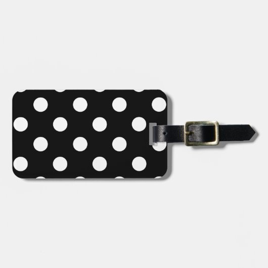 Polka Dot black met witte stippen zak label Bagagelabel (Voorkant horizontaal)