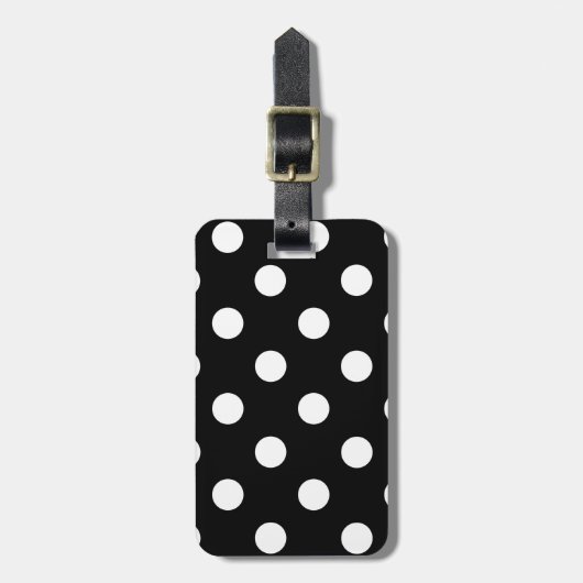 Polka Dot black met witte stippen zak label Bagagelabel (Voorkant verticaal)