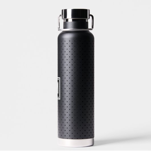 Polka Dot Black op Black White Monogram Thor Waterfles (Achterkant)