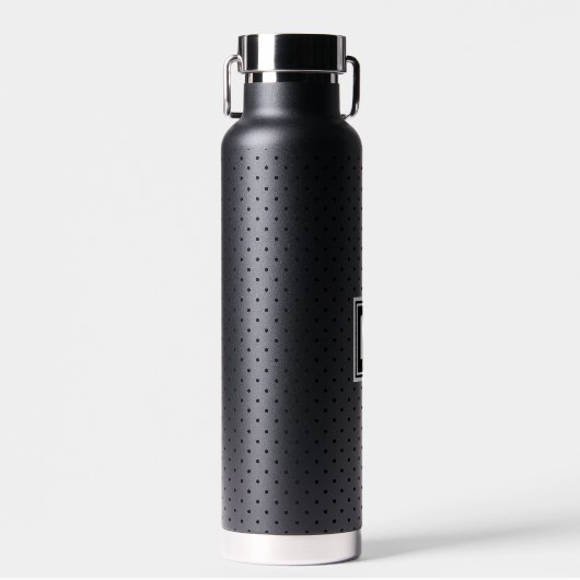 Polka Dot Black op Black White Monogram Thor Waterfles (Voorkant)