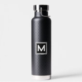 Polka Dot Black op Black White Monogram Thor Waterfles (Links)