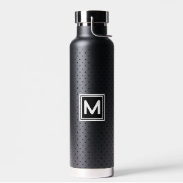 Polka Dot Black op Black White Monogram Thor Waterfles