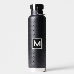 Polka Dot Black op Black White Monogram Thor Waterfles