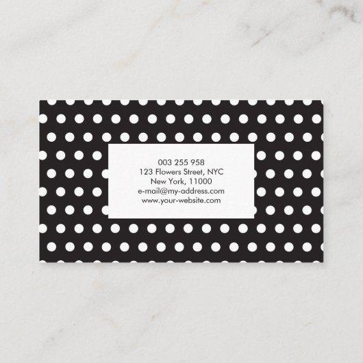 Polka Dot Black White, aangepast Visitekaartje (Achterkant)