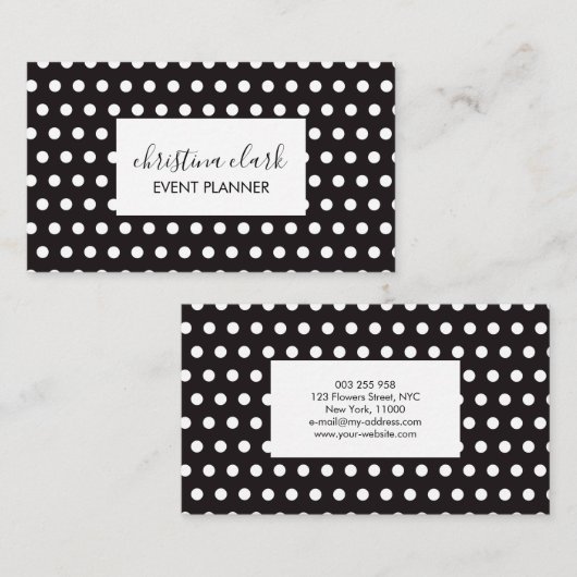 Polka Dot Black White, aangepast Visitekaartje (Voorkant / Achterkant)