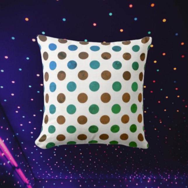 Polka Dot Blauw en Groen Kussen (Creator heeft geüpload)