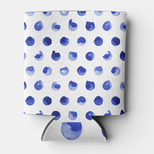 Polka dot: blauw kobalt geometrisch blikjeskoeler (Voorkant)