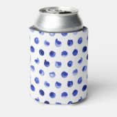 Polka dot: blauw kobalt geometrisch blikjeskoeler (Blikje Achterkant)