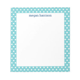 Polka Dot Blauwgroen Aangepaste Blocnote