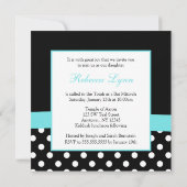 Polka Dot Blauwgroen Blue Black Bow Heart Bat Mitz Kaart (Achterkant)