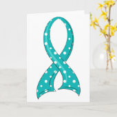 Polka Dot Blauwgroen Ribbon Cervical Cancer Kaart (Gele Bloem)