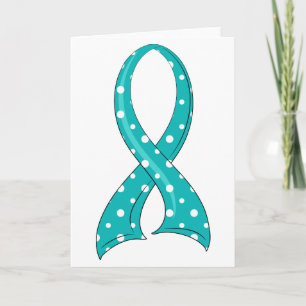 Polka Dot Blauwgroen Ribbon Cervical Cancer Kaart