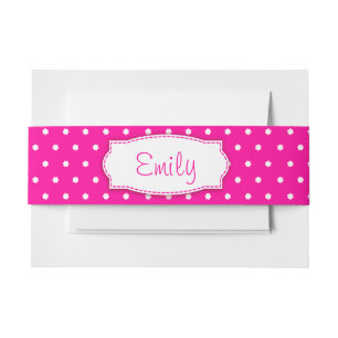 Polka dot bloem roze naam buik band uitnodigingen wikkel