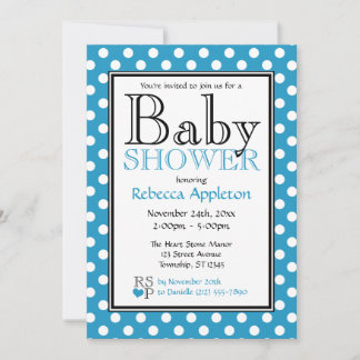 Polka Dot Blue Baby Shower-uitvindingen Kaart