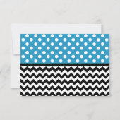 Polka Dot Blue en Chevron Reply Kaarten RSVP Kaartje (Achterkant)