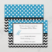 Polka Dot Blue en Chevron Reply Kaarten RSVP Kaartje (Voorkant / Achterkant)