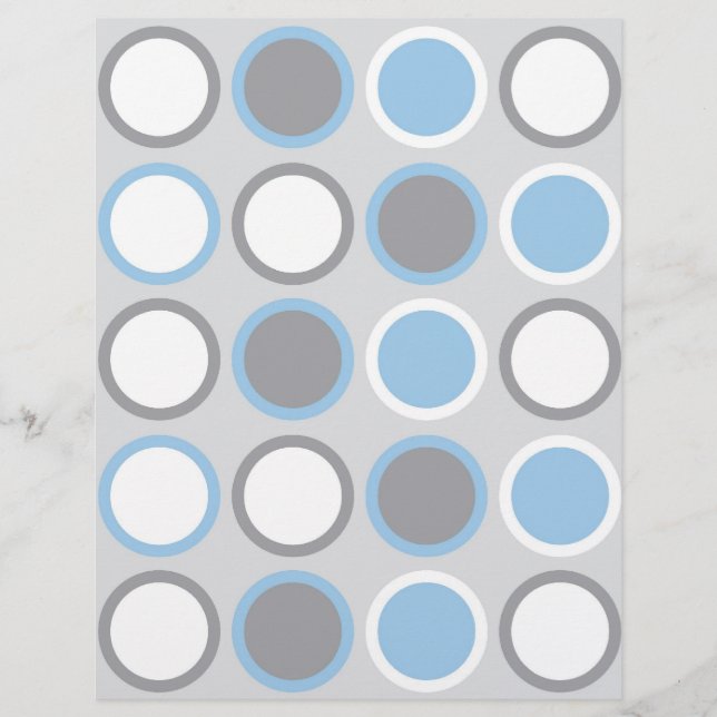 Polka Dot Blue Grey Baby Scrapbook Paper (Voorkant)