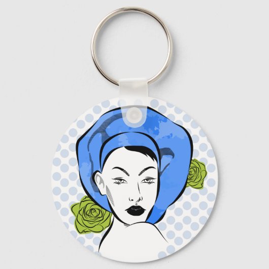 Polka Dot Blue Pet Sleutelhanger (Voorkant)