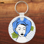 Polka Dot Blue Pet Sleutelhanger (Voorkant)