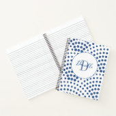 Polka Dot Blue Swirls Monogram Naam Notitieboek (Binnen)