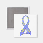 Polka Dot Blue Yellow Ribbon Down Syndrome Magneet (Voorkant / Achterkant)