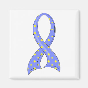 Polka Dot Blue Yellow Ribbon Down Syndrome Magneet