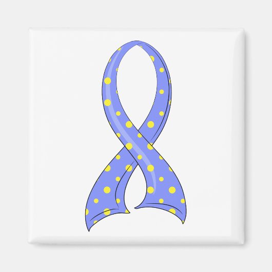 Polka Dot Blue Yellow Ribbon Down Syndrome Magneet (Voorkant)