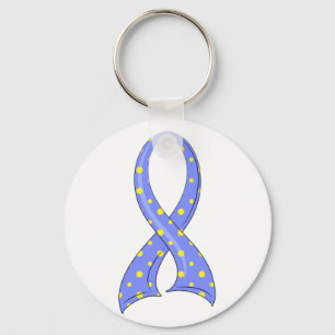 Polka Dot Blue Yellow Ribbon Down Syndrome Sleutelhanger