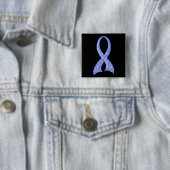 Polka Dot Blue Yellow Ribbon Down Syndrome Vierkante Button 5,1 Cm (In situ)
