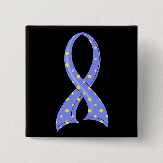 Polka Dot Blue Yellow Ribbon Down Syndrome Vierkante Button 5,1 Cm (Voorkant)